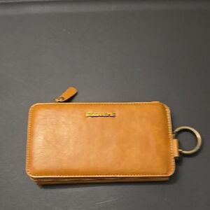 Floveme Tan Leather Wallet with Keyring